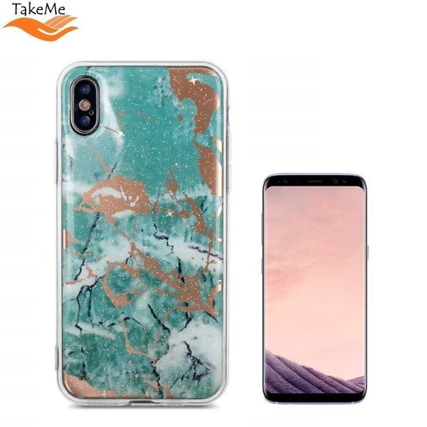 TakeMe Marmors akmens spīdīgs silikona īpaši plāns un ciets azimugures maks priekš Samsung Galaxy S8 (G950) Zaļš cena un informācija | Telefonu vāciņi, maciņi | 220.lv
