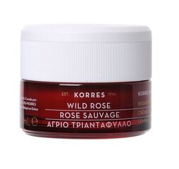 Korres Wild Rose mitrinošs un mirdzumu piešķirošs dienas krēms taukainai un kombinētai ādai, 40 ml cena un informācija | Sejas krēmi | 220.lv