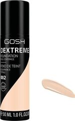 GOSH Dextreme Full Coverage tonālais krēms 30 ml, 002 Porcelain cena un informācija | Grima bāzes, tonālie krēmi, pūderi | 220.lv