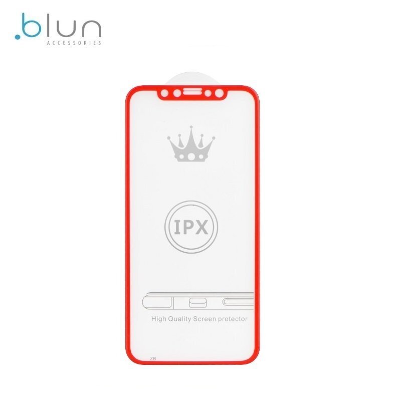 Blun 3D Ekstra līpīgs pilnas virsmas līmējāms 0.3mm rūdīts aizsargstikls no iekārtas malas līdz malai priekš Apple iPhone X / XS Full Face Sarkans cena un informācija | Ekrāna aizsargstikli | 220.lv