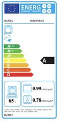 Iebūvējama elektriskā cepeškrāsns, Hansa / tilpums: 65 L, BOEW68481 цена и информация | Духовки | 220.lv