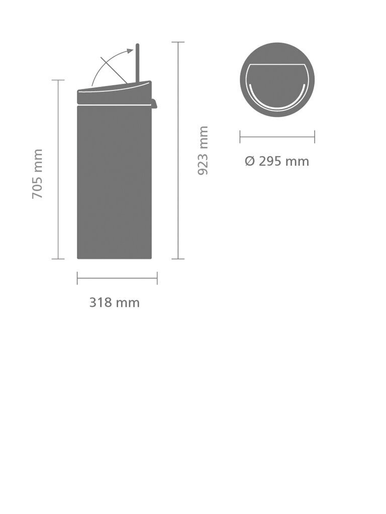 Atkritumu tvertne Touch Bin 30L Platinum cena un informācija | Miskastes | 220.lv