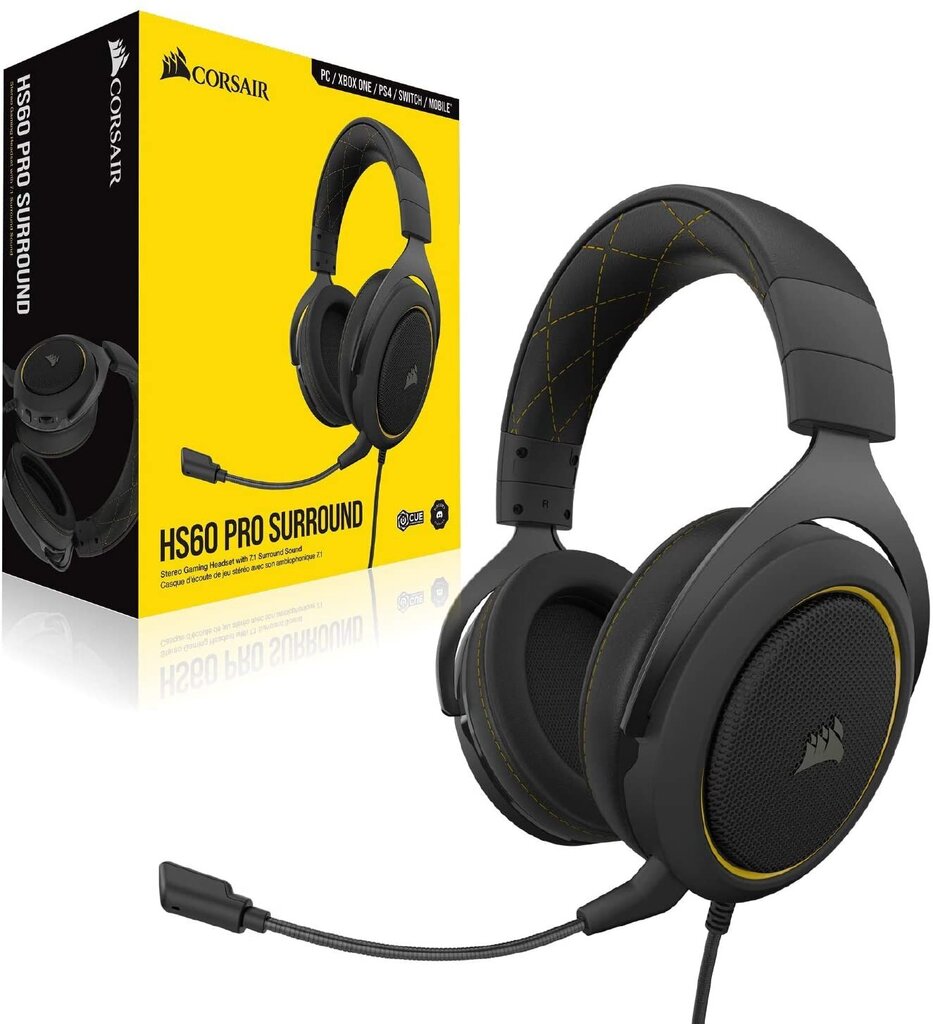 Corsair Gaming HS60 Pro Yellow 7.1 cena un informācija | Austiņas | 220.lv