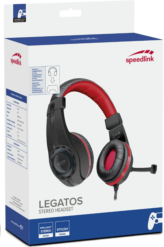 Speedlink austiņas + mikrofons Legatos PS4, melnas (SL-450302-BK) cena un informācija | Austiņas | 220.lv