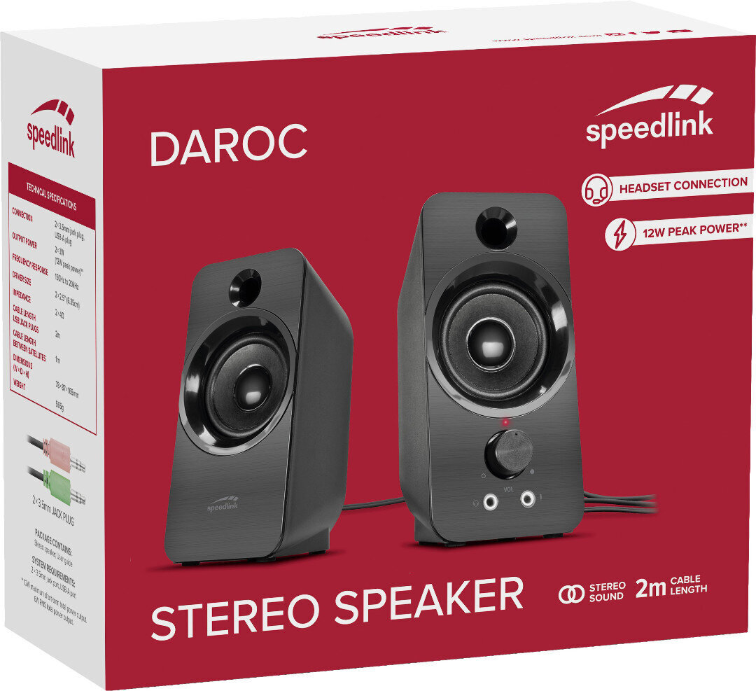 SpeedLink Daroc SL-810005-BK цена и информация | Skaļruņi | 220.lv