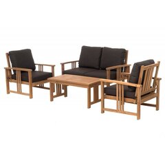 Деревянная уличная мебель из 4 частей 4living Lounge Sulawesi Teak, коричневая/черная цена и информация | Комплекты уличной мебели | 220.lv