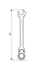 Kombinētā atslēga ar reversu 72H ar 15 mm šarnīrsavienojumu cena un informācija | Rokas instrumenti | 220.lv