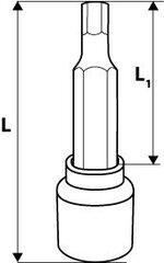 Patrona HEX 1/2 '' H6, 100 mm cena un informācija | Rokas instrumenti | 220.lv