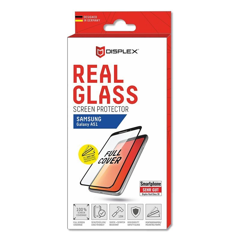 displex 01222 Real Glass 3D for Galaxy A51 (black) cena un informācija | Ekrāna aizsargstikli | 220.lv