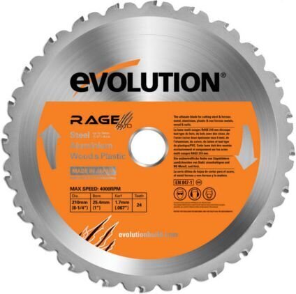 Evolution TCT daudzfunkcionāls zāģis RAGE 210mm 24z (EVO-210-MULTI) цена и информация | Zāģi, ripzāģi | 220.lv