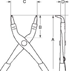 Gredzenveida knaibles 90° 210mm 40-100mm цена и информация | Механические инструменты | 220.lv