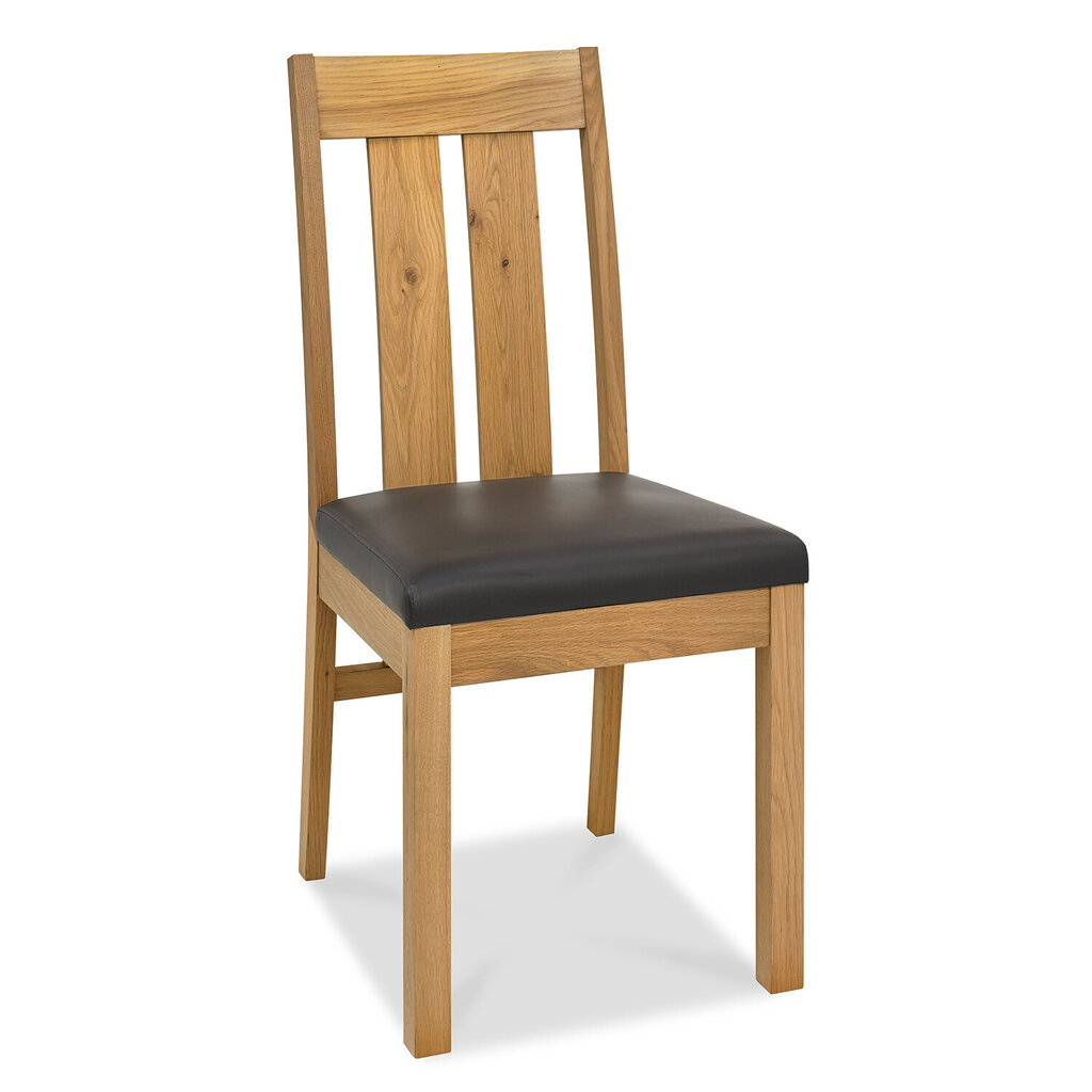 Krēsls TURIN 58x46,5xH98cm, brūna ādas imitācija, gaiša ozola rāmis cena un informācija | Virtuves un ēdamistabas krēsli | 220.lv