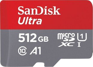 Memory card SanDisk Ultra Android microSDXC 512GB 120MB/s A1 Cl.10 UHS-I (SDSQUA4-512G-GN6MA) цена и информация | Карты памяти для фотоаппаратов | 220.lv
