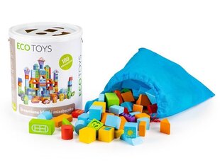 Ecotoys koka konstruktors Pilsēta, 100 kluči cena un informācija | Attīstošās rotaļlietas | 220.lv