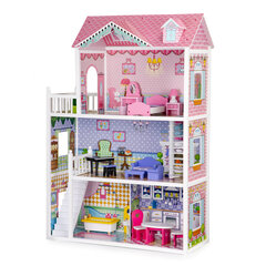 Деревянный кукольный домик XXL с мебелью ECOTOYS цена и информация | Игрушки для девочек | 220.lv