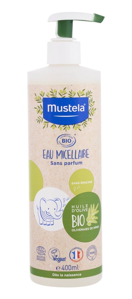 Mustela Bio Micellar Water micelārais ūdens bērniem 400 ml цена и информация | Bērnu kosmētika, līdzekļi jaunajām māmiņām | 220.lv