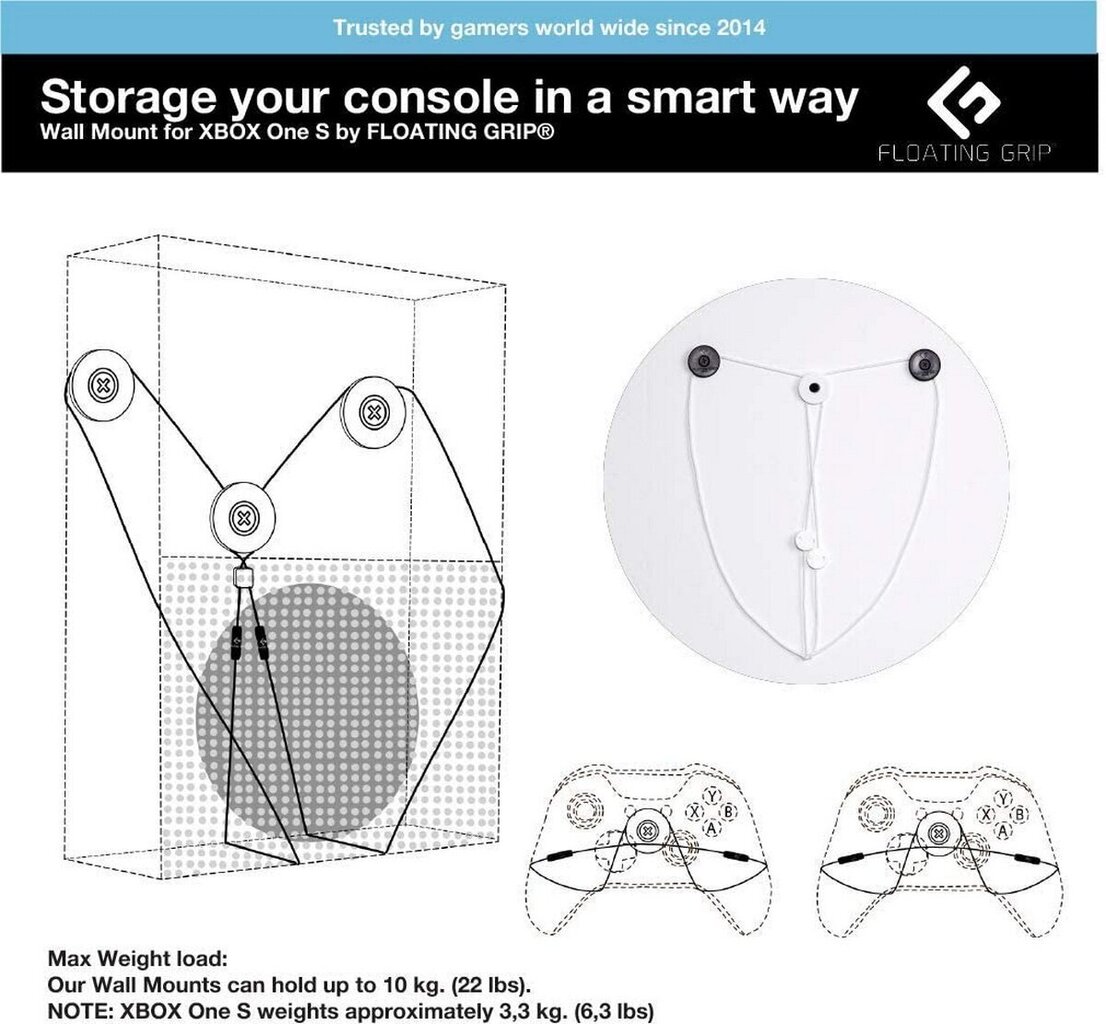 FLOATING GRIP® Xbox One S wall mount cena un informācija | Gaming aksesuāri | 220.lv