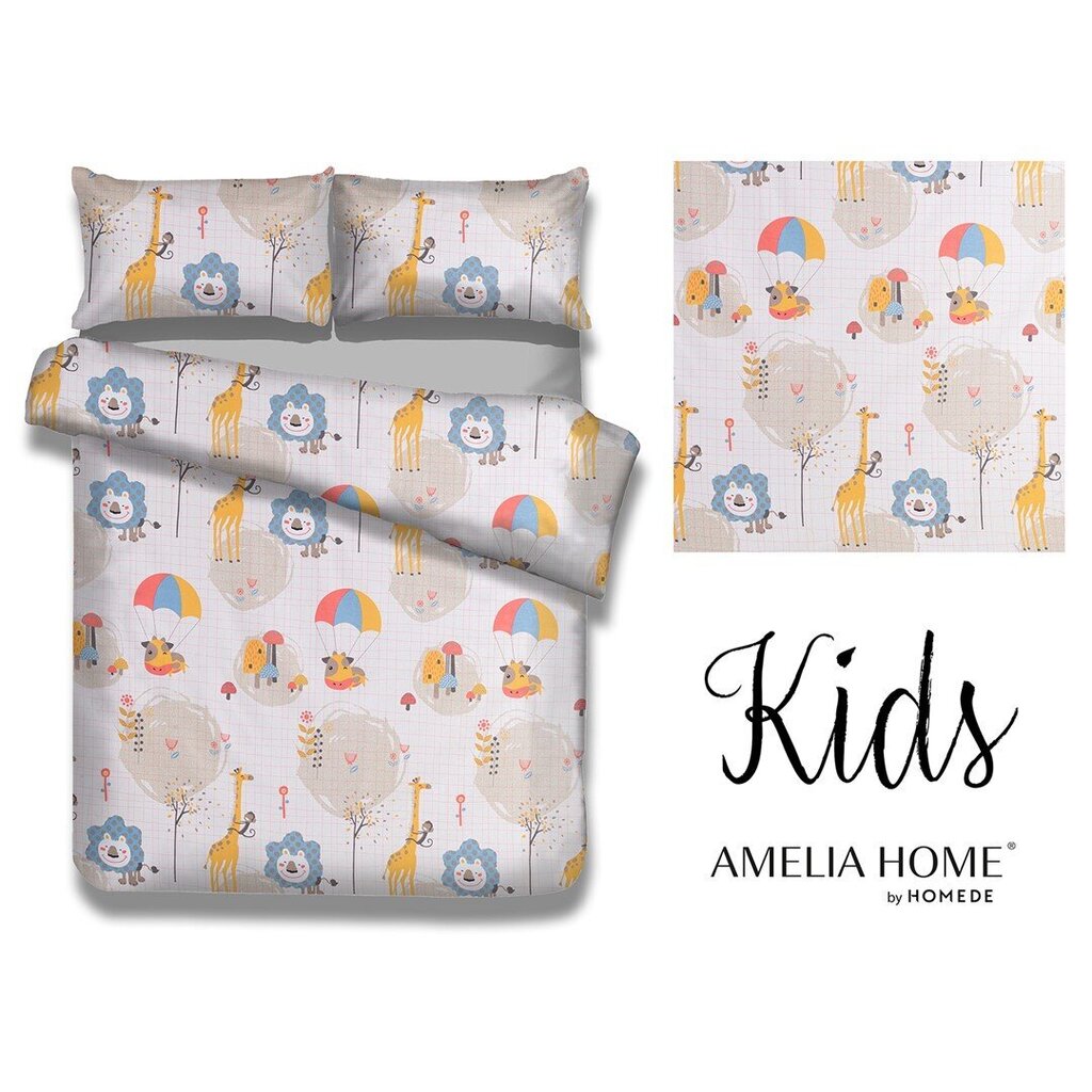 AmeliaHome gultas veļas komplekts Safari Friends 135 x 200 cm + spilvendrānas 40 x 60 cm + 80 x 80 cm cena un informācija | Bērnu gultas veļa | 220.lv