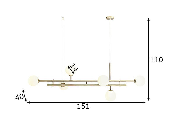Griestu lampa Harmony, zeltaina, 6x 40 W 891134727 cena un informācija | Piekaramās lampas | 220.lv
