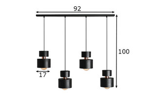 Griestu lampa Kadm, melna, 4x 60 W 891165121 cena un informācija | Lustras | 220.lv