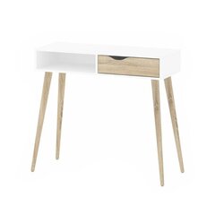 Konsoles galds Oslo, baltā krāsā/ozola cena un informācija | Kosmētikas galdiņi | 220.lv