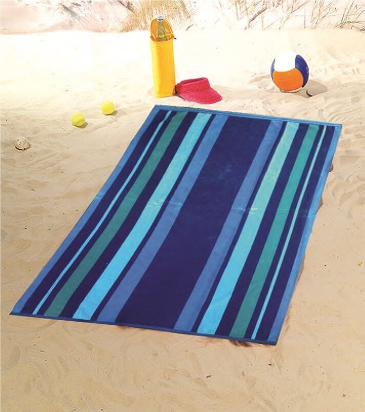 Tekstiilikompanii frotē dvielis-pludmales dvielis Triip, zilā krāsā, 100 x 160 cm цена и информация | Dvieļi | 220.lv
