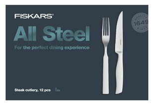 Fiskars All Steel Steak virtuves piederumu komplekts, 12 priekšmeti cena un informācija | Galda piederumi | 220.lv