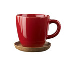 Rörstrand Höganäs Keramik kafijas tase 33 cl ar koka paliktni, sarkana spīdīga