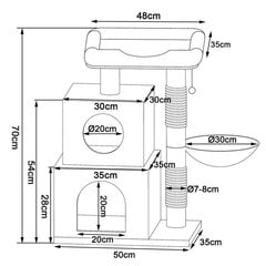 Kaķu kāpelēšanas koks Julia, gaiši pelēks cena un informācija | Kaķu mājas, nagu asināmie | 220.lv