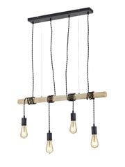 Piekaramā lampa Brody 4XE27, 85 cm, matēti melna/koka 920019483 цена и информация | Люстры | 220.lv