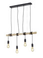 Piekaramā lampa Brody 4XE27, 85 cm, matēti melna/koka 920019483