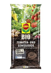 BIO tomātu un dārzeņu augsne Compo 40L cena un informācija | Grunts, zeme, kūdra, komposts | 220.lv