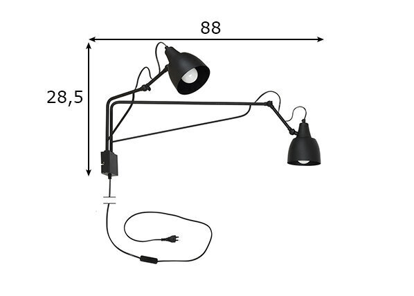 Sienas lampa Soho, melna, 2x 60 W cena un informācija | Sienas lampas | 220.lv