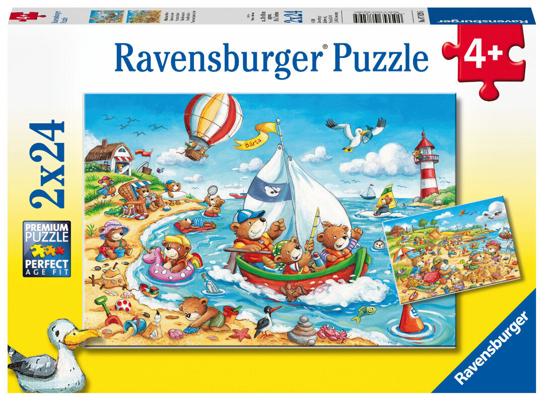 Ravensburger puzle 2x24 gab. Atvaļinājums pie jūras cena un informācija | Attīstošās rotaļlietas | 220.lv