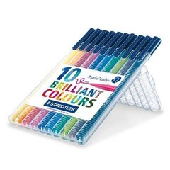 Фломастеры 10v Triplus Color, пластиковый пенал Staedtler / 10 цена и информация | Принадлежности для рисования, лепки | 220.lv