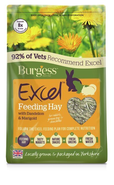 Burgess Excel siens Dandelion & Marigold, 1 kg цена и информация | Barība grauzējiem | 220.lv