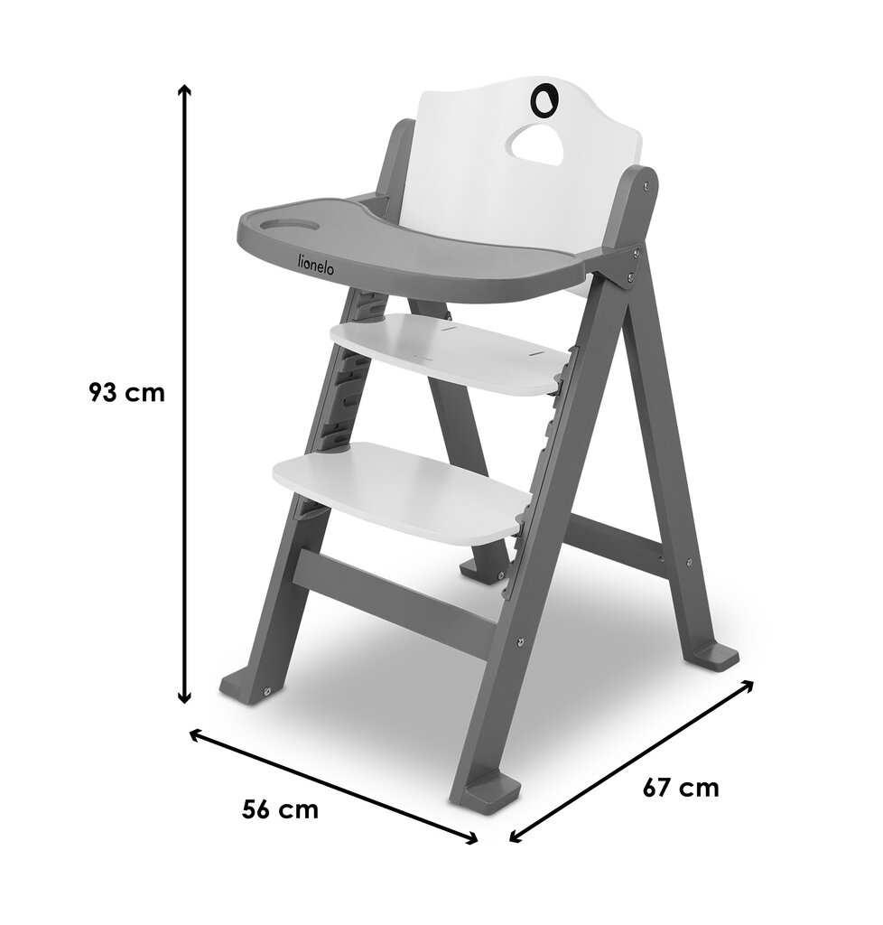Lionelo bērnu barošanas krēsls Floris 3in1, pelēks cena un informācija | Barošanas krēsli | 220.lv