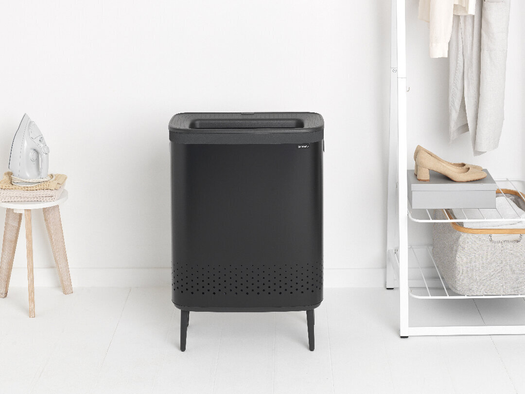 Brabantia Bo veļas grozs 2x45L, melns matēts cena un informācija | Veļas žāvēšana | 220.lv