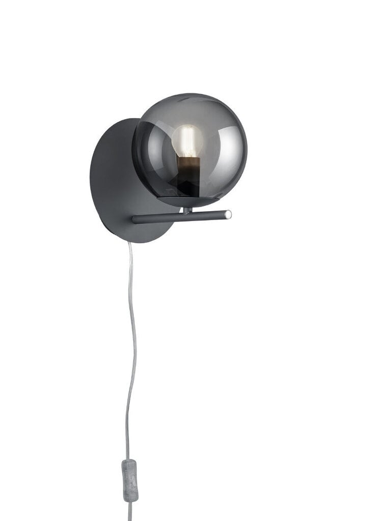 Pure sienas lampa 1x E14, antracīta/dūmakainas krāsas, ar vadu cena un informācija | Sienas lampas | 220.lv