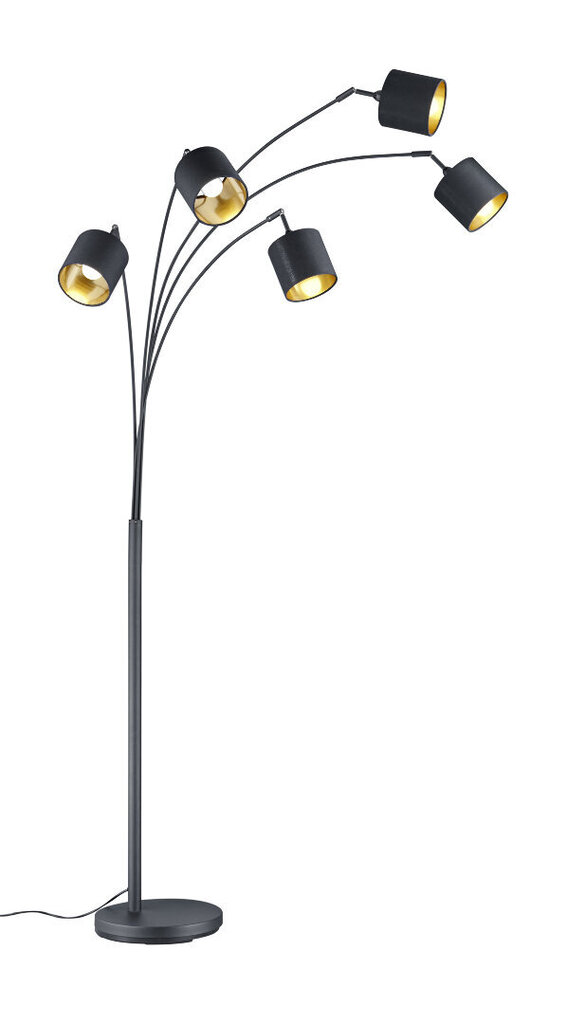 Grīdas lampa Tommy 5xE14, matēti melna/zelta krāsas cena un informācija | Stāvlampas | 220.lv