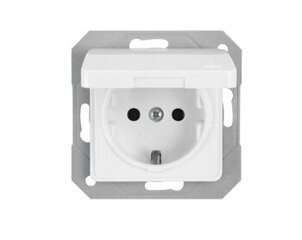 Kontaktrozete RP16-003-02 ar zemējumu un vāciņu balta SL250 cena un informācija | Elektrības slēdži, rozetes | 220.lv