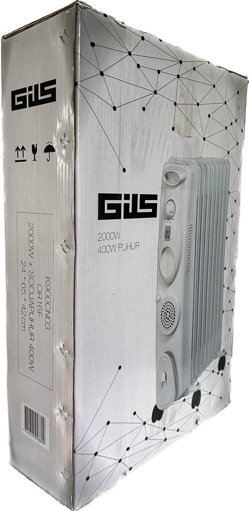 Eļļas radiators Gils K900CN03, 2000W + siltuma pūtējs 400W cena un informācija | Sildītāji | 220.lv