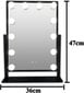 Gerard Brinard Melns Kosmētikas spogulis/Galda spogulis Hollywood no metāla, eleganta un plāna dizaina, 12 X LED ar apgaismojumu (48x34x8 cm) цена и информация | Kosmētikas somas, spoguļi | 220.lv
