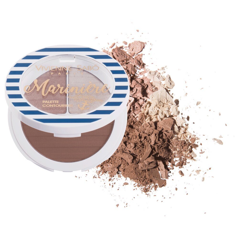 Vivienne Sabo Face Countouring Palette Mariniere konturēšanas palete, 02 Bronzer / dark highlighter / light highlighter cena un informācija | Grima bāzes, tonālie krēmi, pūderi | 220.lv