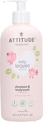 Attitude Baby Leaves 2in1 Shampoo & Body Wash Fragnance Free - Bezaromāta šampūns-ķermeņa mazgāšanas želeja mazuļiem, 473 ml cena un informācija | Bērnu kosmētika, līdzekļi jaunajām māmiņām | 220.lv