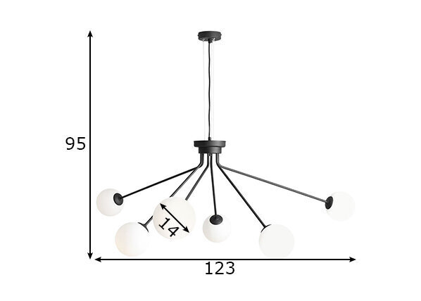 Griestu lampa Holm, 6 x 40 W 891172220 cena un informācija | Lustras | 220.lv