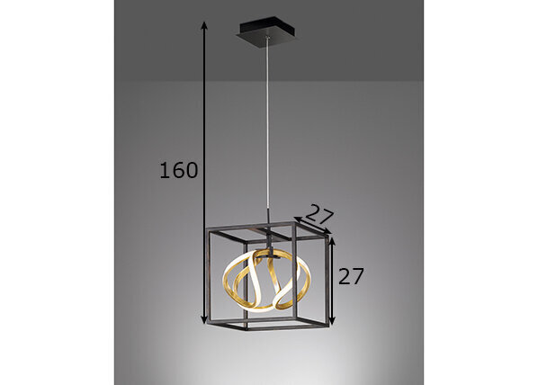 Griestu lampa Gesa, melna/zeltaina toņa, 17 W/2400 lm 891099670 cena un informācija | Piekaramās lampas | 220.lv