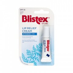 <p>Blistex Lip Relief Cream - крем для губ с уникальной консистенцией, содержащий глубоко впитывающиеся увлажняющие вещества длительного действия. Успокаивает и глубоко увлажняет губы. Защищает сухие, потрескавшиеся и обгоревшие на солнце губы. Уменьшает боль, вызванную герпесом. Дарит ощущение свежести и легкий румянец. SPF 15 защищает от вредных солнечных лучей UVB. Не содержит минерального масла.</p>
 цена и информация | Помады, бальзамы, блеск для губ | 220.lv