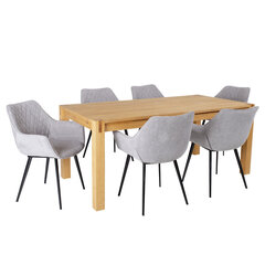 Обеденный стол Chicago New 6 с 6 стульями, коричневый/светло-серый цена и информация | Комплекты мебели для столовой | 220.lv