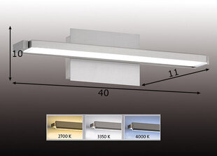 Sienas lampa Pare LED, matēta niķeļa toņa/balta, 1x 14 W/1400 lm cena un informācija | Sienas lampas | 220.lv